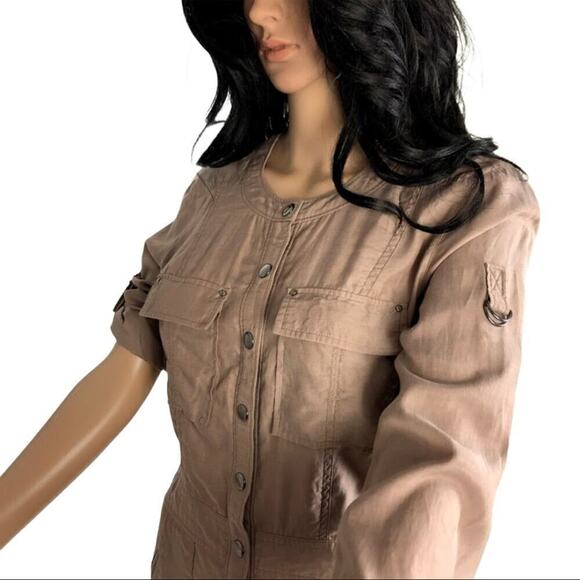 BCBGMaxAzaria Taupe Noah Utility Casual Dress XS - Picture 4 of 8